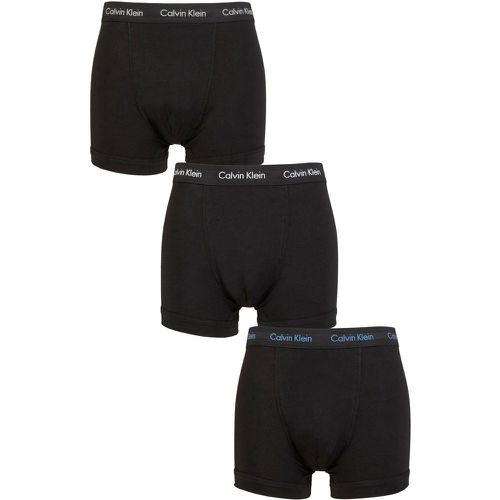 Mens 3 Pack Calvin Klein Cotton Stretch Trunks Grey Heather / White / Palace Blue XS - SockShop - Modalova