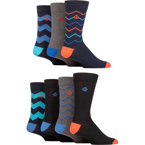 Mens 7 Pair Recycled Cotton Patterned Socks Zig Zag Stripes Navy 7-11 Mens - Jeff Banks - Modalova