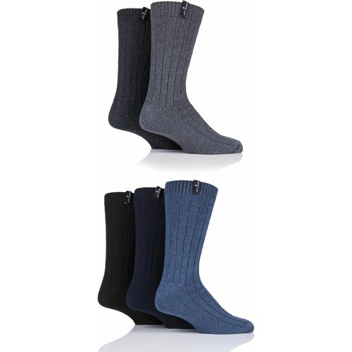 Mens 5 Pair Recycled Polyester and Wool Boot Socks Black / Navy / Grey 7-11 - Jeff Banks - Modalova