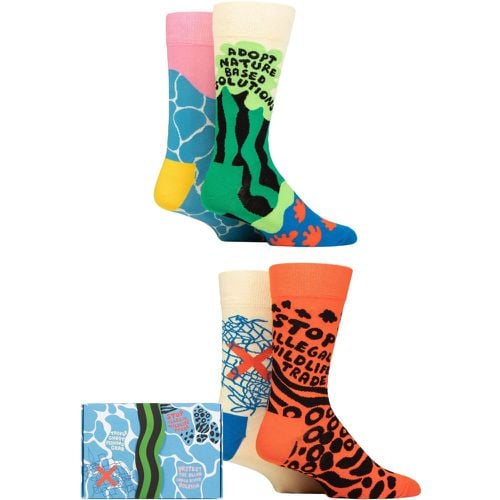 Mens and Ladies 4 Pair WWF Gift Boxed Socks Multi 4-7 Unisex - Happy Socks - Modalova