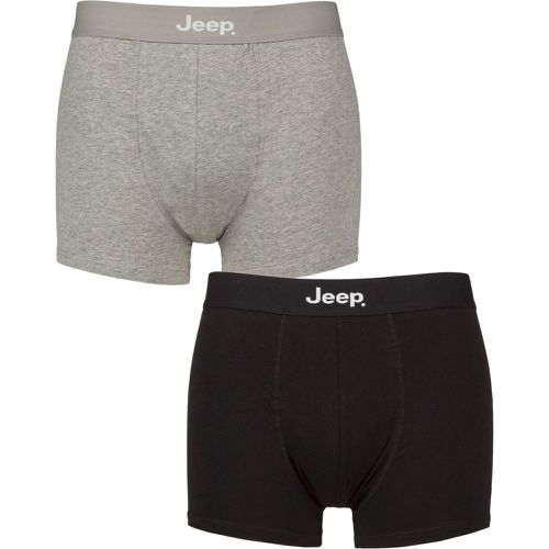 Pack Black / Grey Marl Cotton Plain Fitted Hipster Trunks Men's Large - Jeep - Modalova