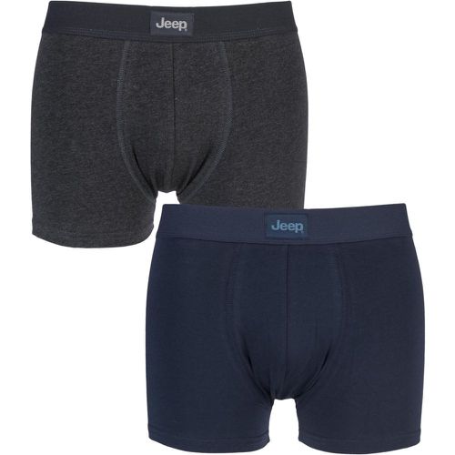 Pack Navy / Charcoal Cotton Plain Fitted Hipster Trunks Men's Large - Jeep - Modalova