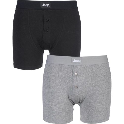 Pack Black / Grey Marl Cotton Plain Fitted Button Front Trunk Boxer Shorts Men's Small - Jeep - Modalova