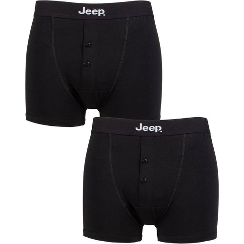Mens 2 Pack Cotton Plain Fitted Button Front Trunk Boxer Shorts / S - Jeep - Modalova