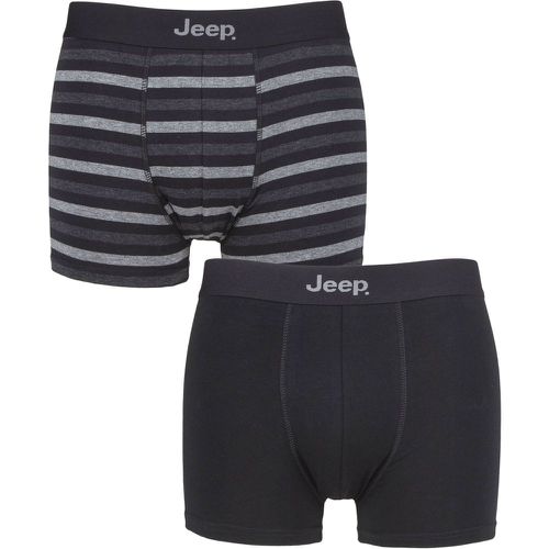 Mens 2 Pack Plain and Striped Fitted Trunks / Charcoal Medium - Jeep - Modalova