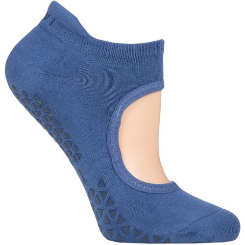 Women's 1 Pair Emma Organic Cotton Yoga Socks with Grip Sapphire M - Tavi Noir - Modalova