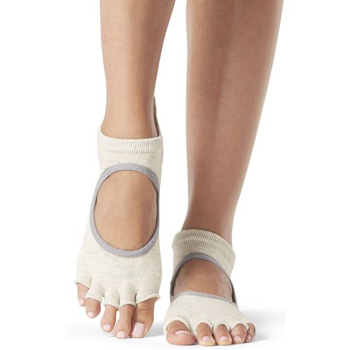 Women's 1 Pair Bella Half Toe Organic Cotton Open Front Yoga Socks Oatmeal M - ToeSox - Modalova