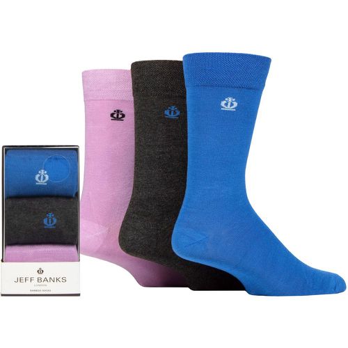 Mens 3 Pair Gift Boxed Bamboo Socks Blue /Charcoal / Lilac 7-11 - Jeff Banks - Modalova