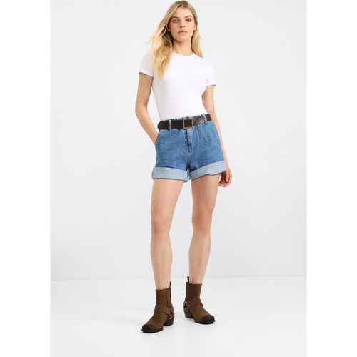 Shorts jeans in puro cotone con cintura - Please - Modalova