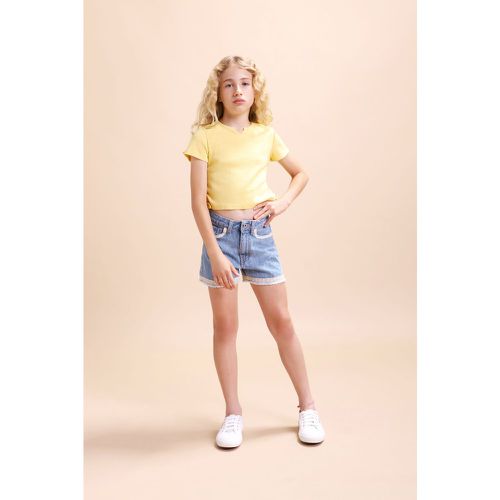 Shorts jeans in puro cotone con dettaglio ricamo - Please - Modalova