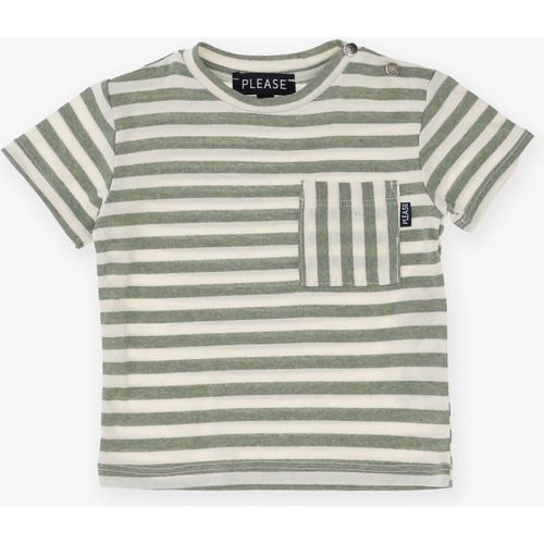 T-shirt baby a righe in puro cotone con tasca - Please - Modalova