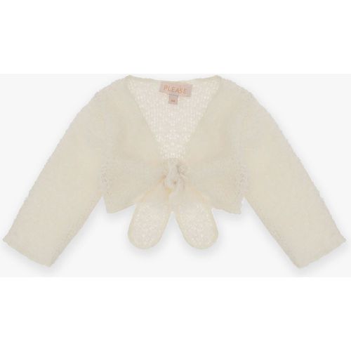 Cardigan baby effetto traforato con nodo - Please - Modalova