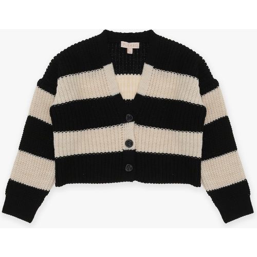 Cardigan cropped bambina a righe con abbottonatura - Please - Modalova