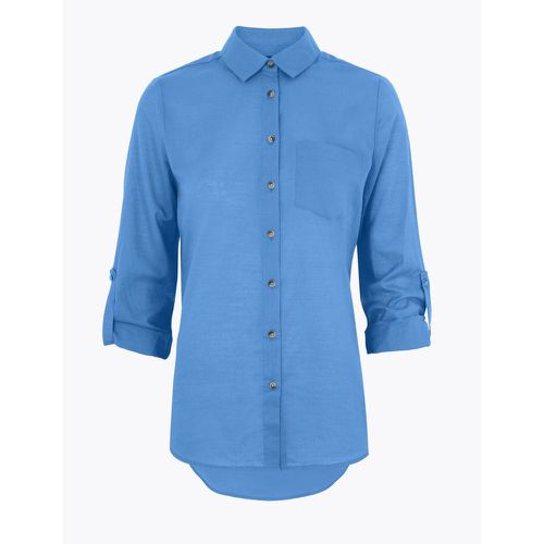 Pure Cotton Relaxed Long Sleeve Shirt blue - Marks & Spencer - Modalova