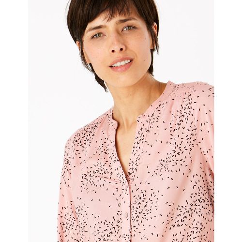 Printed V-Neck Long Sleeve Popover Blouse pink - Marks & Spencer - Modalova