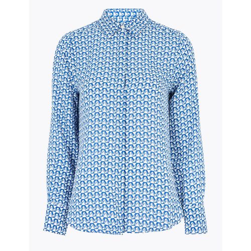 Geometric Print Long Sleeve Shirt blue - Marks & Spencer - Modalova
