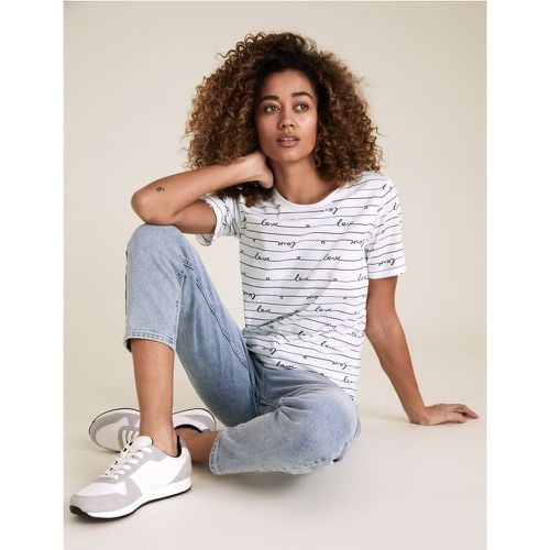 Pure Cotton Slogan Straight Fit T-Shirt white - Marks & Spencer - Modalova