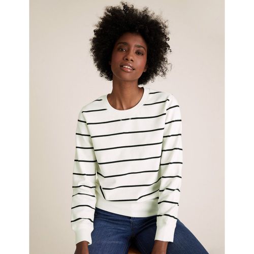 Pure Cotton Striped Crew Neck Sweatshirt cream - Marks & Spencer - Modalova