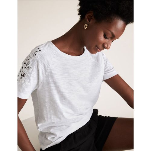 Pure Cotton Textured Relaxed T-Shirt white - Marks & Spencer - Modalova