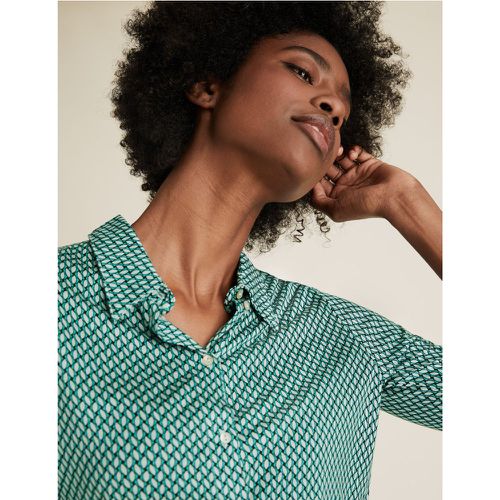 Jersey Geometric Long Sleeve Shirt green - Marks & Spencer - Modalova