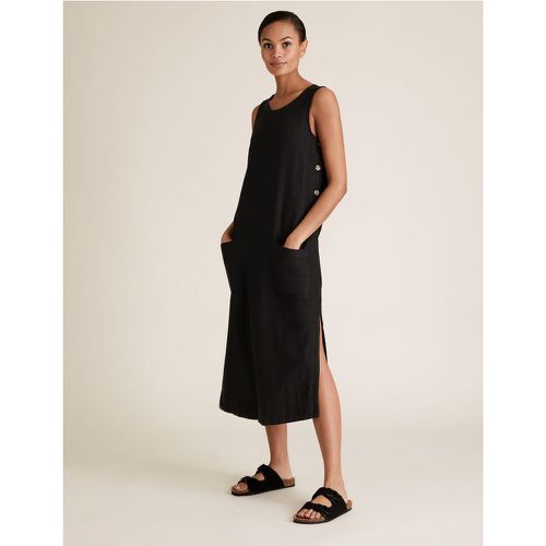 Linen Midi Shift Dress black - Marks & Spencer - Modalova