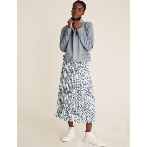 Animal Print Pleated Midi A-Line Skirt blue - Marks & Spencer - Modalova