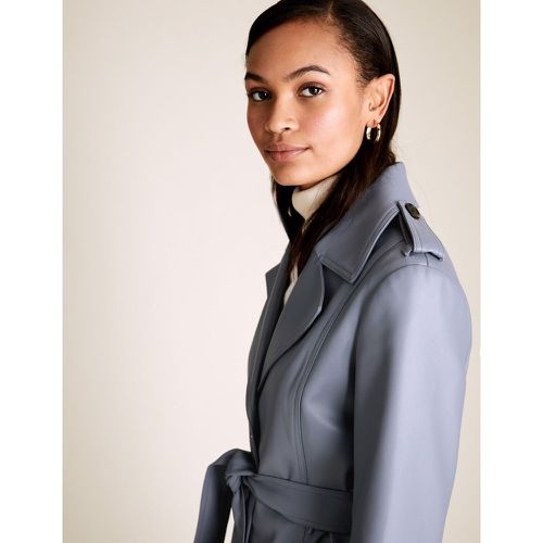 Faux Leather Belted Trench Coat blue - Marks & Spencer - Modalova