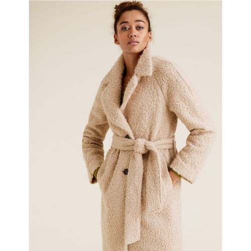 Textured Belted Single Breasted Coat beige - Marks & Spencer - Modalova
