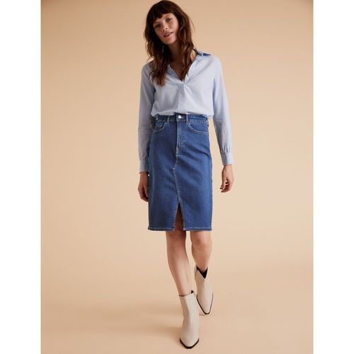 Denim Knee Length Pencil Skirt navy - Marks & Spencer - Modalova