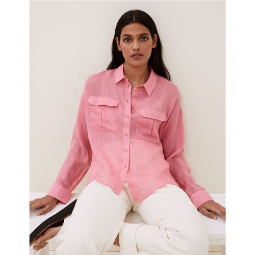Ramie Long Sleeve Shirt pink - Marks & Spencer - Modalova