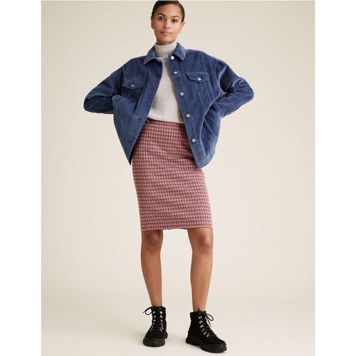 Jersey Checked Knee Length Pencil Skirt pink - Marks & Spencer - Modalova
