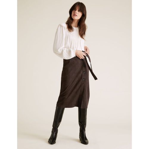 Suedette Tie Waist Midi A-Line Skirt brown - Marks & Spencer - Modalova