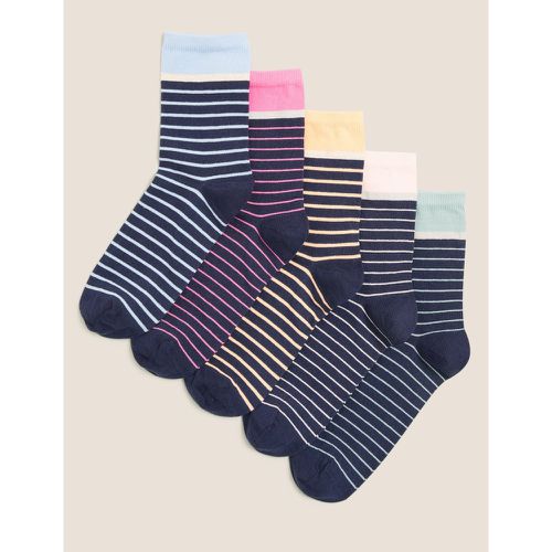 Pk Cotton Striped Ankle High Socks navy - Marks & Spencer - Modalova