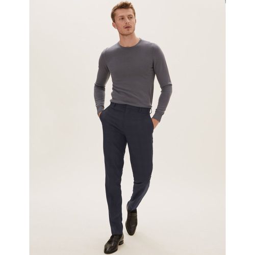 Slim Fit Check Trousers navy - Marks & Spencer - Modalova