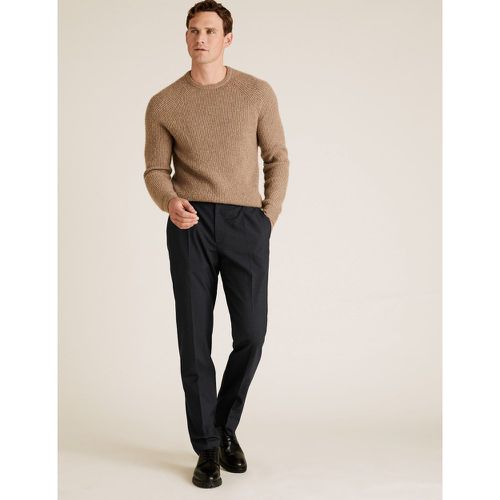 Regular Fit Wool Flat Front Trousers - Marks & Spencer - Modalova