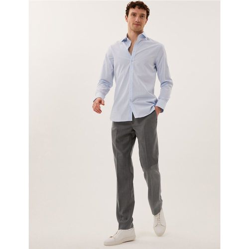 Regular Fit Wool Blend Flat Front Trousers grey - Marks & Spencer - Modalova