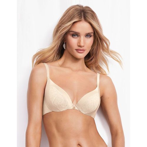 M&S Collection UnderWired Plunge Push Up Bra In OPALINE NUDE Size