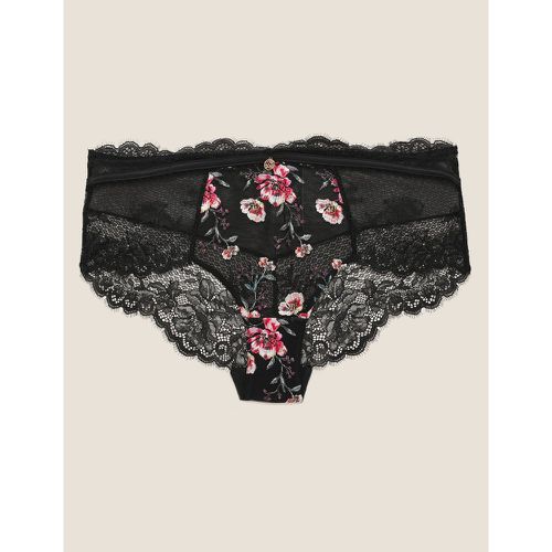Floral Embroidered Low Rise Shorts black - Marks & Spencer - Modalova