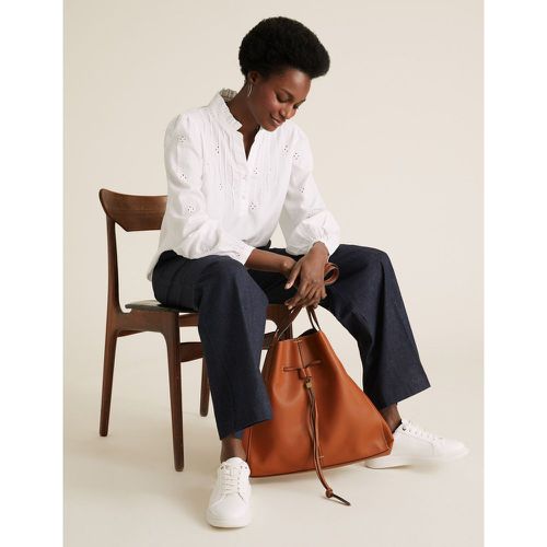Faux Leather Drawstring Tote Bag brown - Marks & Spencer - Modalova
