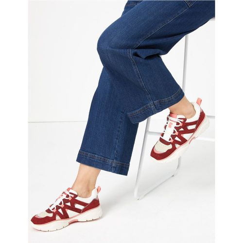 Suede Lace Up Trainers red - Marks & Spencer - Modalova