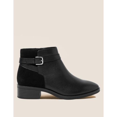 Wide Fit Leather Block Heel Ankle Boots - Marks & Spencer - Modalova