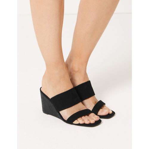 Suede Wedge Sandals black - Marks & Spencer - Modalova