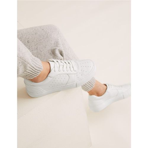 Lace Up Perforated Trainers white - Marks & Spencer - Modalova