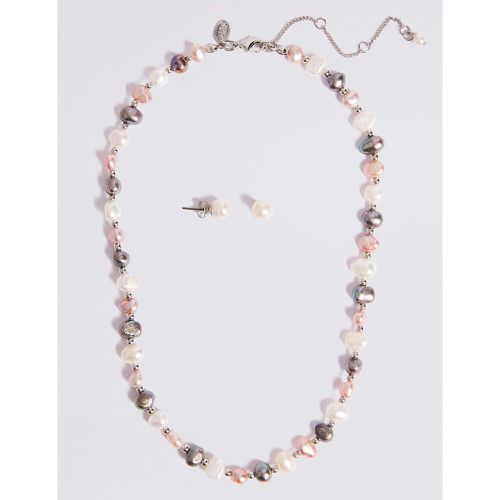 Freshwater Pearl Necklace & Earrings Set -coloured - Marks & Spencer - Modalova