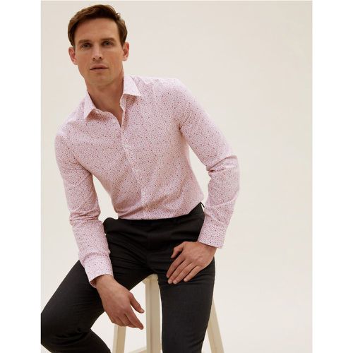 Slim Fit Pure Cotton Floral Shirt pink - Marks & Spencer - Modalova