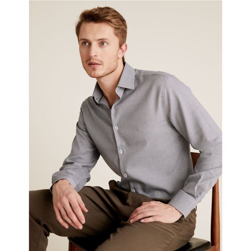 Tailored Fit Pure Cotton Textured Shirt grey - Marks & Spencer - Modalova