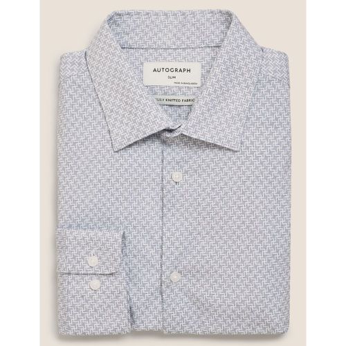 Slim Fit Jersey Cotton Dogtooth Print Shirt - Marks & Spencer - Modalova