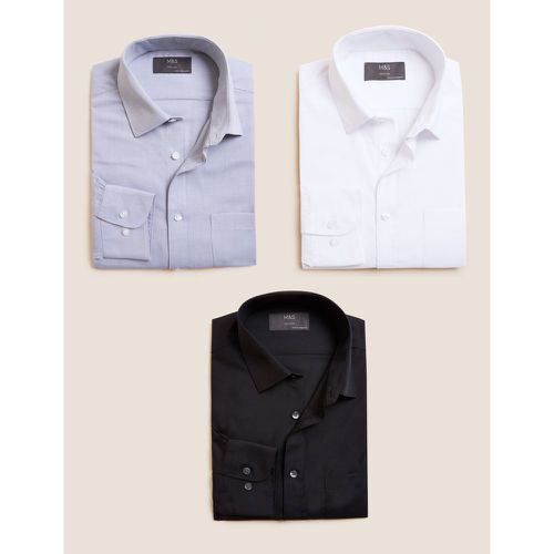 Pack Regular Fit Long Sleeve Shirt black - Marks & Spencer - Modalova