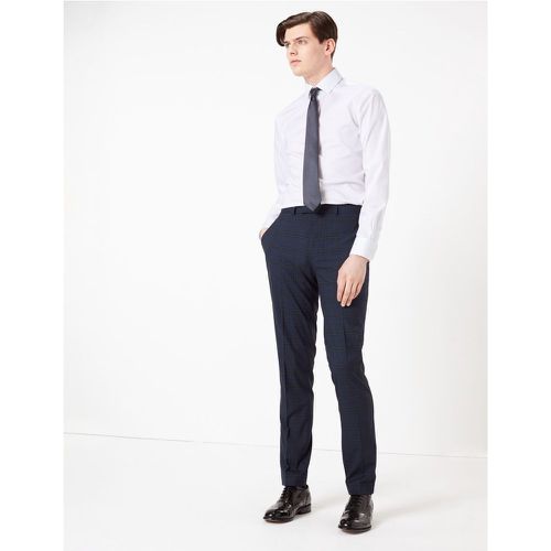 Blue Slim Fit Checked Trousers blue - Marks & Spencer - Modalova