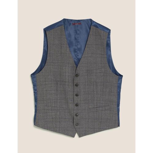 Charcoal Checked Wool Waistcoat grey - Marks & Spencer - Modalova